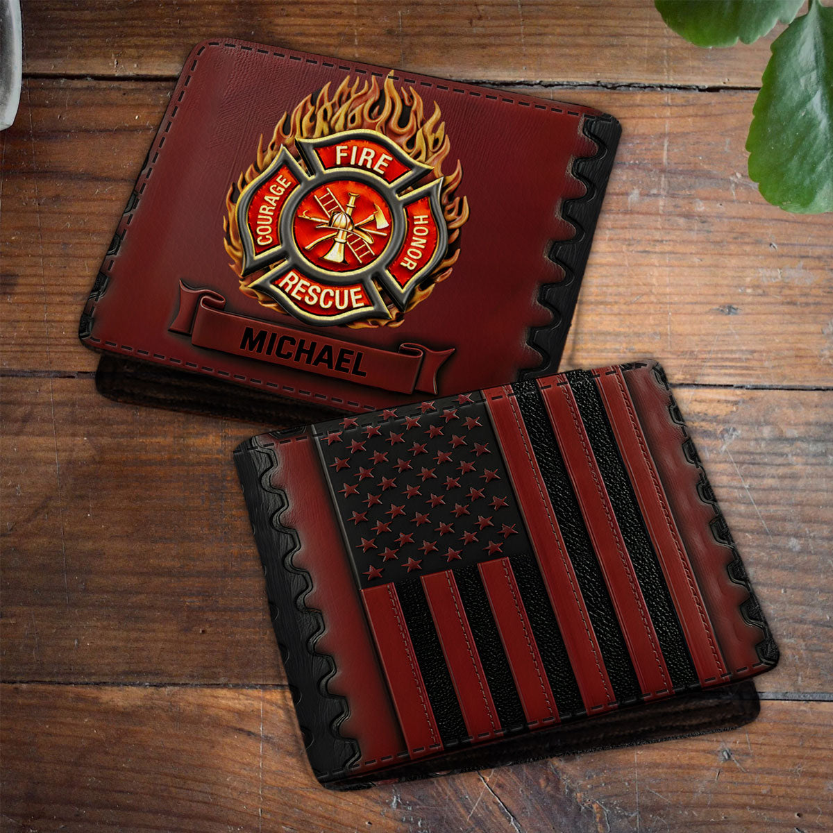 Proud Firefighter - Personalized Firefighter Leather Wallet