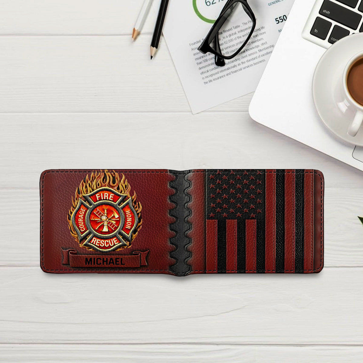 Proud Firefighter - Personalized Firefighter Leather Wallet