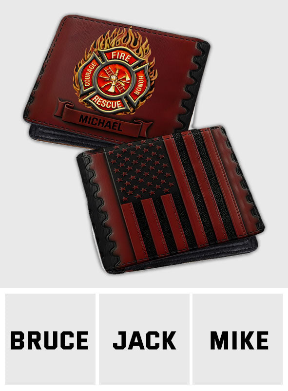 Proud Firefighter - Personalized Firefighter Leather Wallet