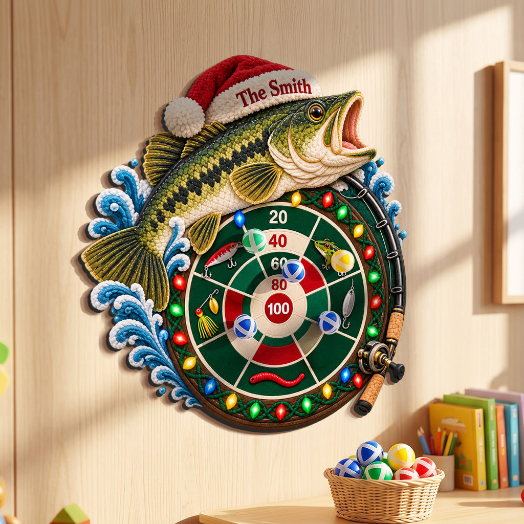 Fishing’s Merry Game Night - Personalized Fishing Sticky Ball Dart Board Set
