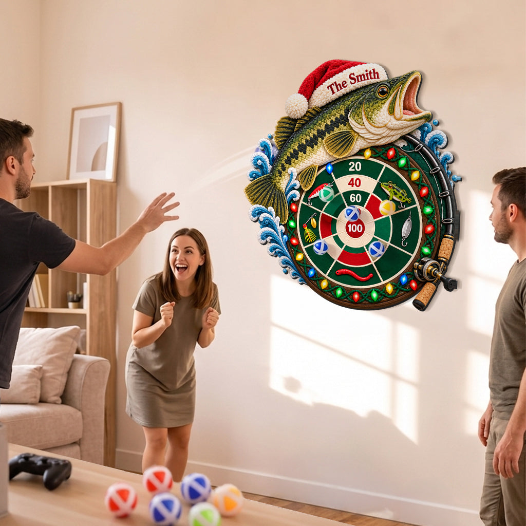 Fishing’s Merry Game Night - Personalized Fishing Sticky Ball Dart Board Set