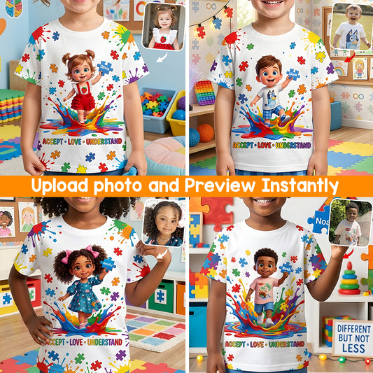 Accept Love Understand Autism Awareness Kids - Personalized Autism Awareness All Over Shirt