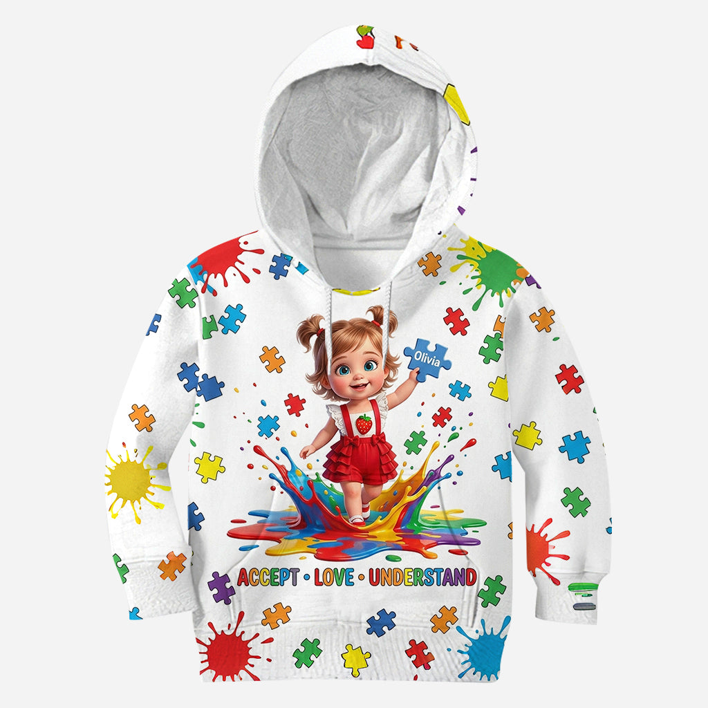 Accept Love Understand Autism Awareness Kids - Personalized Autism Awareness All Over Shirt