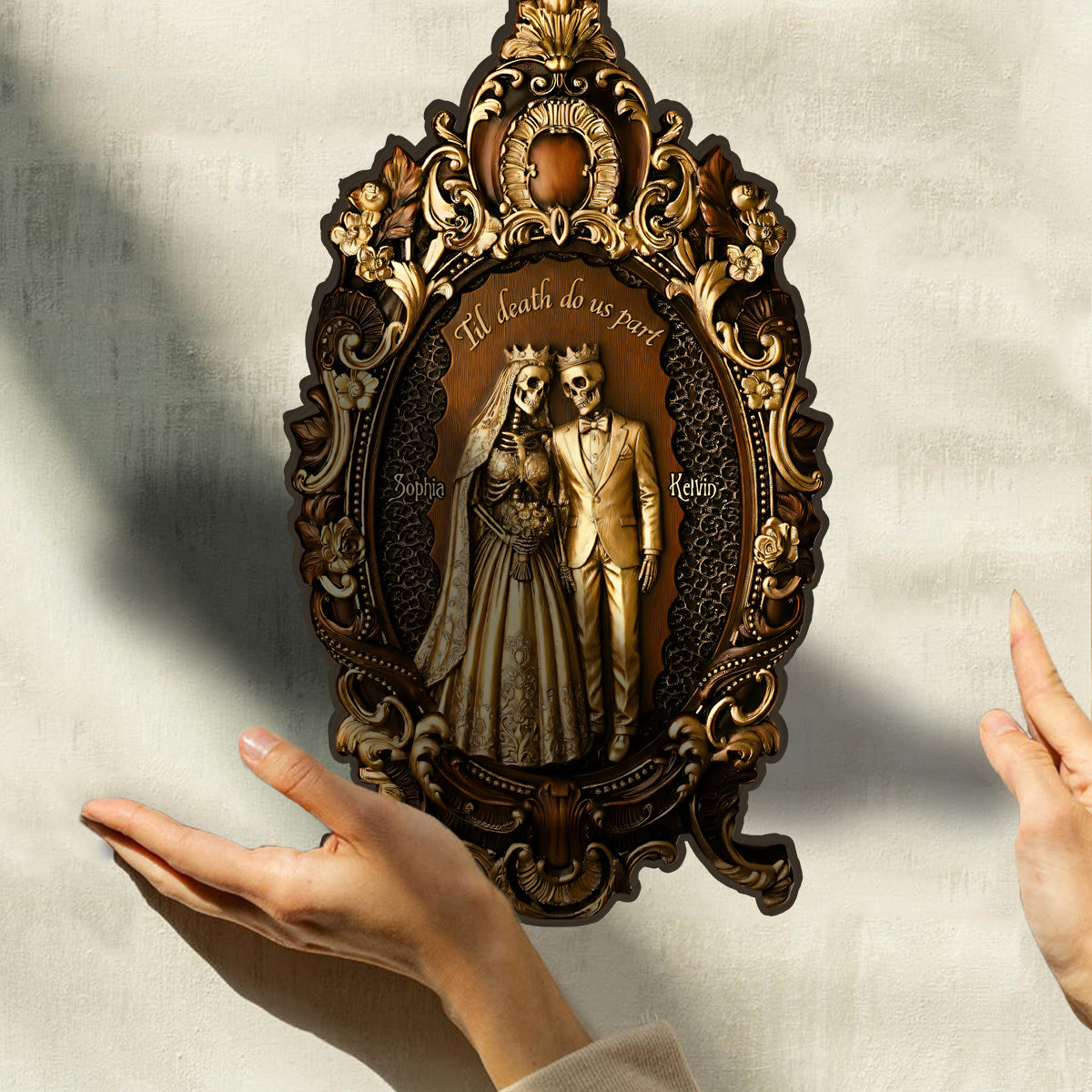 Jusqu'à ce que la mort nous sépare - Plaque en bois personnalisée pour couple