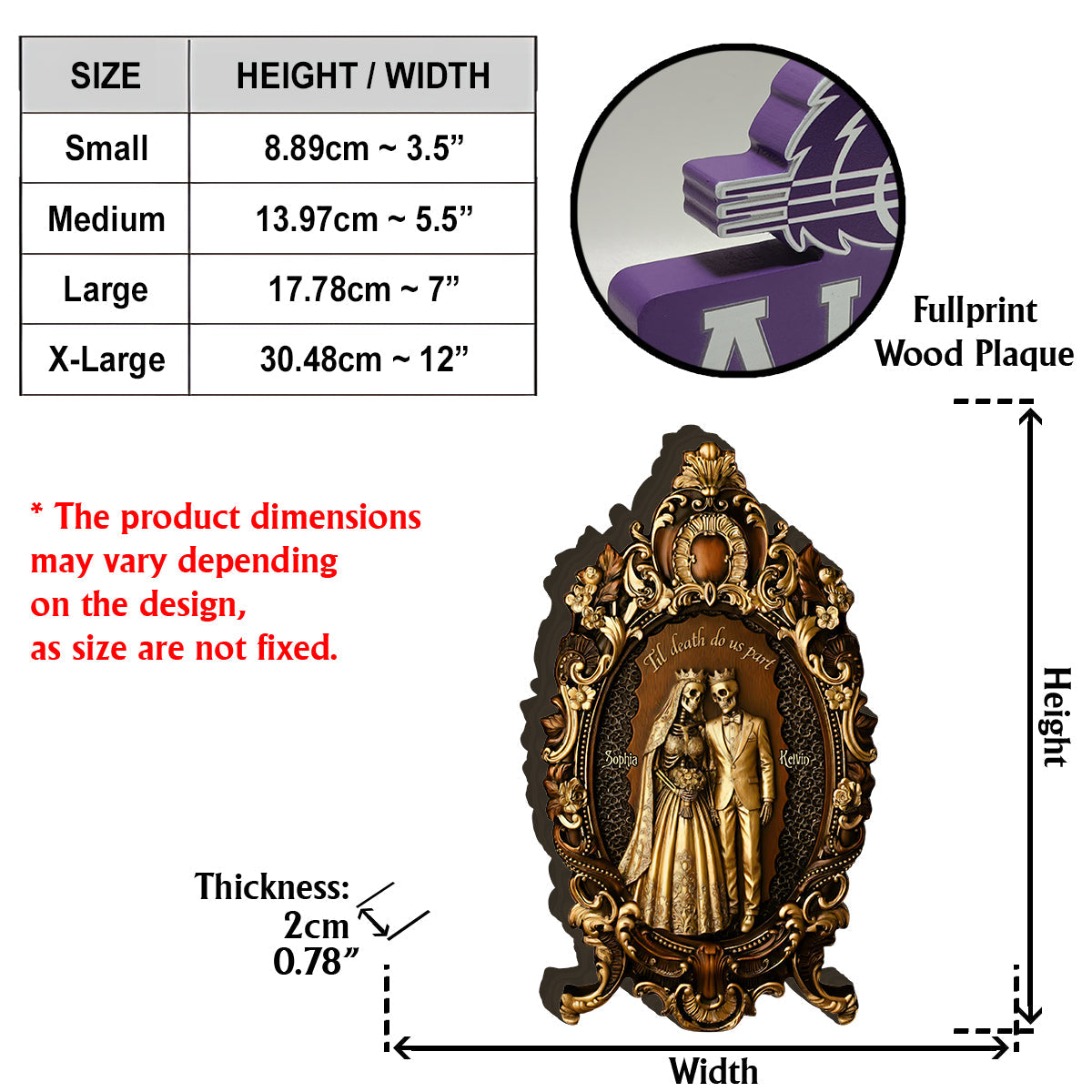 Jusqu'à ce que la mort nous sépare - Plaque en bois personnalisée pour couple