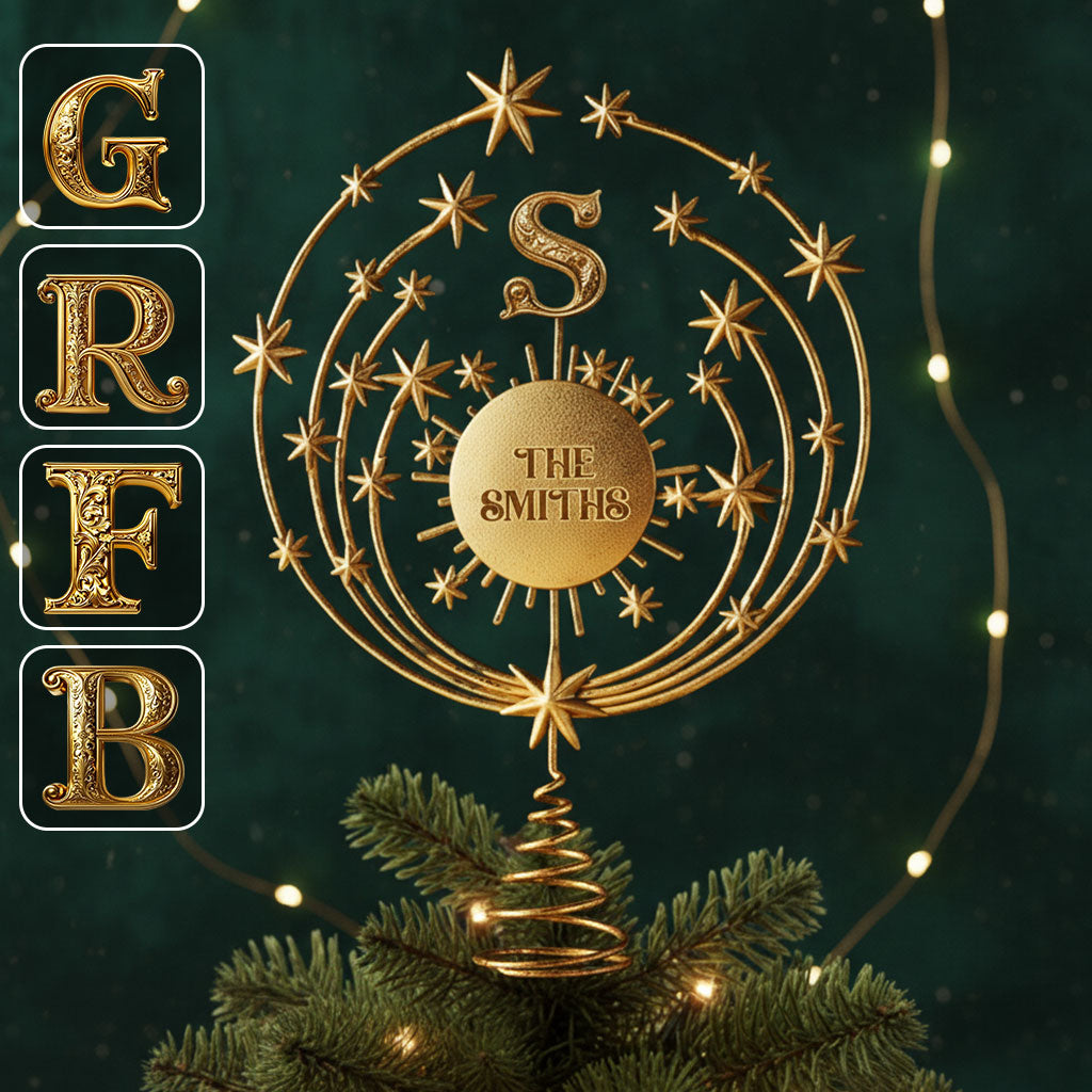 Joyeux Noël 2025, Décoration de sapin lumineuse LED personnalisée avec initiales de famille