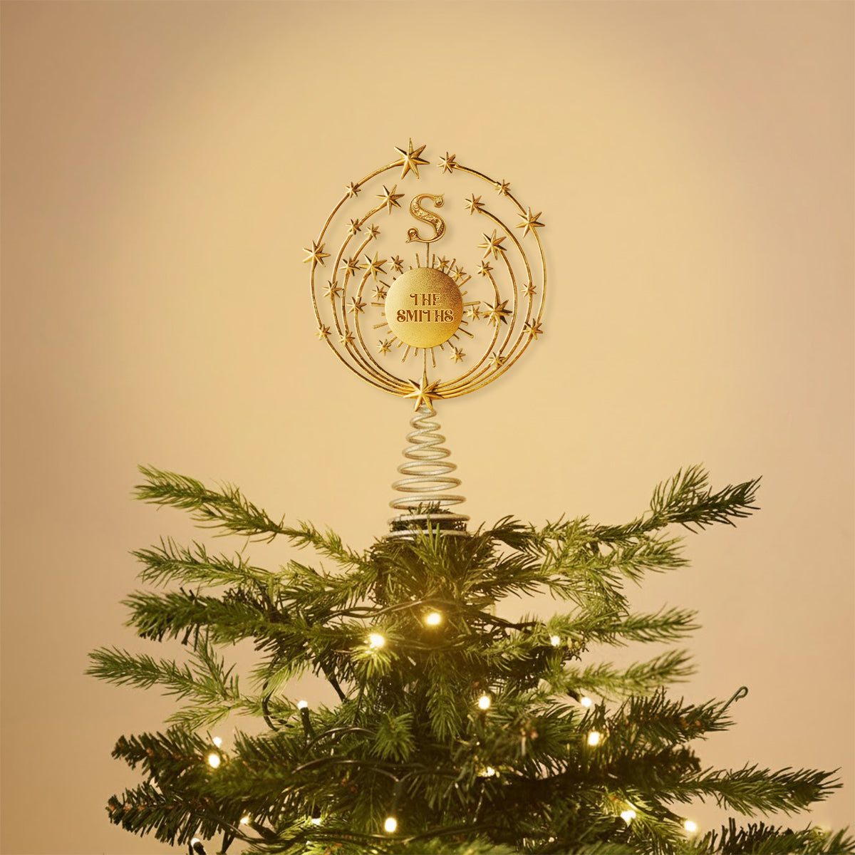 Joyeux Noël 2025, Décoration de sapin lumineuse LED personnalisée avec initiales de famille