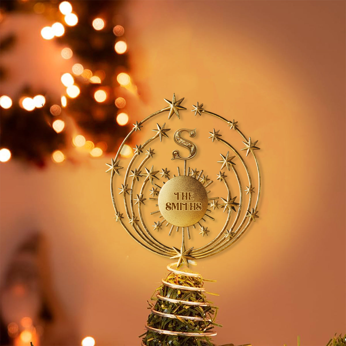 Joyeux Noël 2025, Décoration de sapin lumineuse LED personnalisée avec initiales de famille