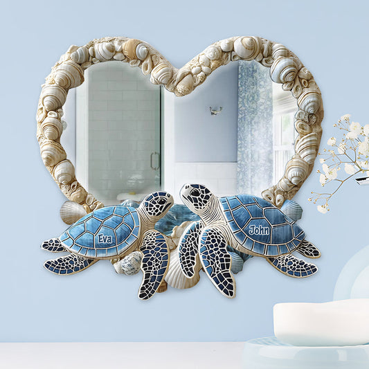 Toi et moi, on gère ! - Miroir mural personnalisé pour couple de tortues