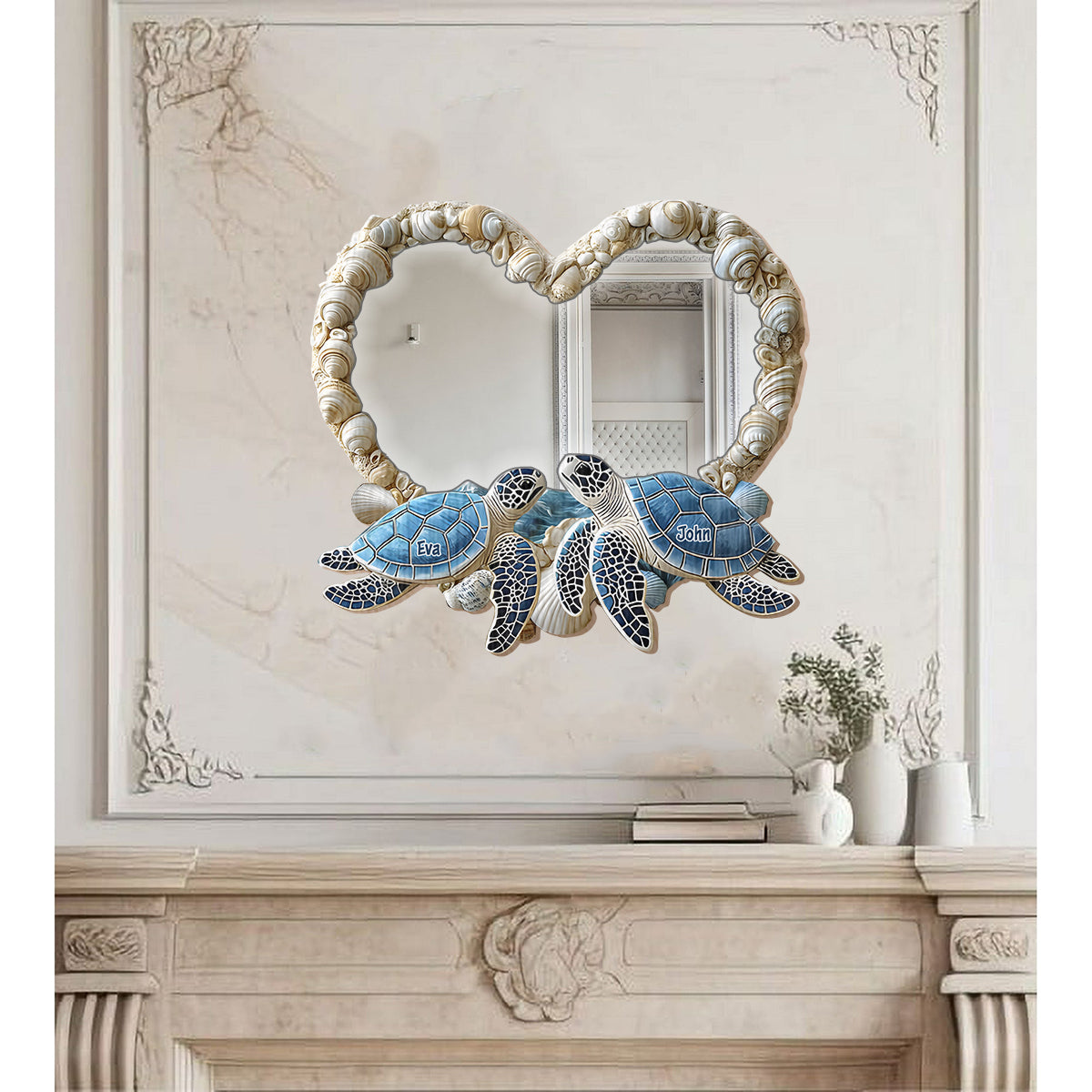 Toi et moi, on gère ! - Miroir mural personnalisé pour couple de tortues