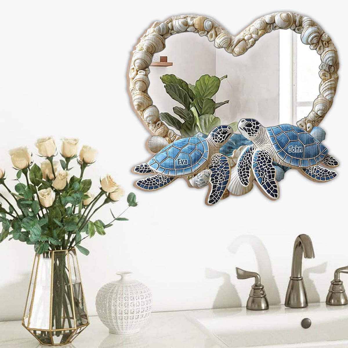 Toi et moi, on gère ! - Miroir mural personnalisé pour couple de tortues