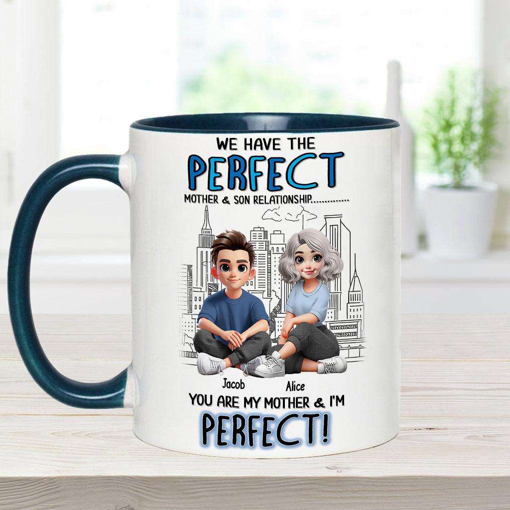 Mother-Son/ Daughter Relationship - Personalized Mother Accent Mug