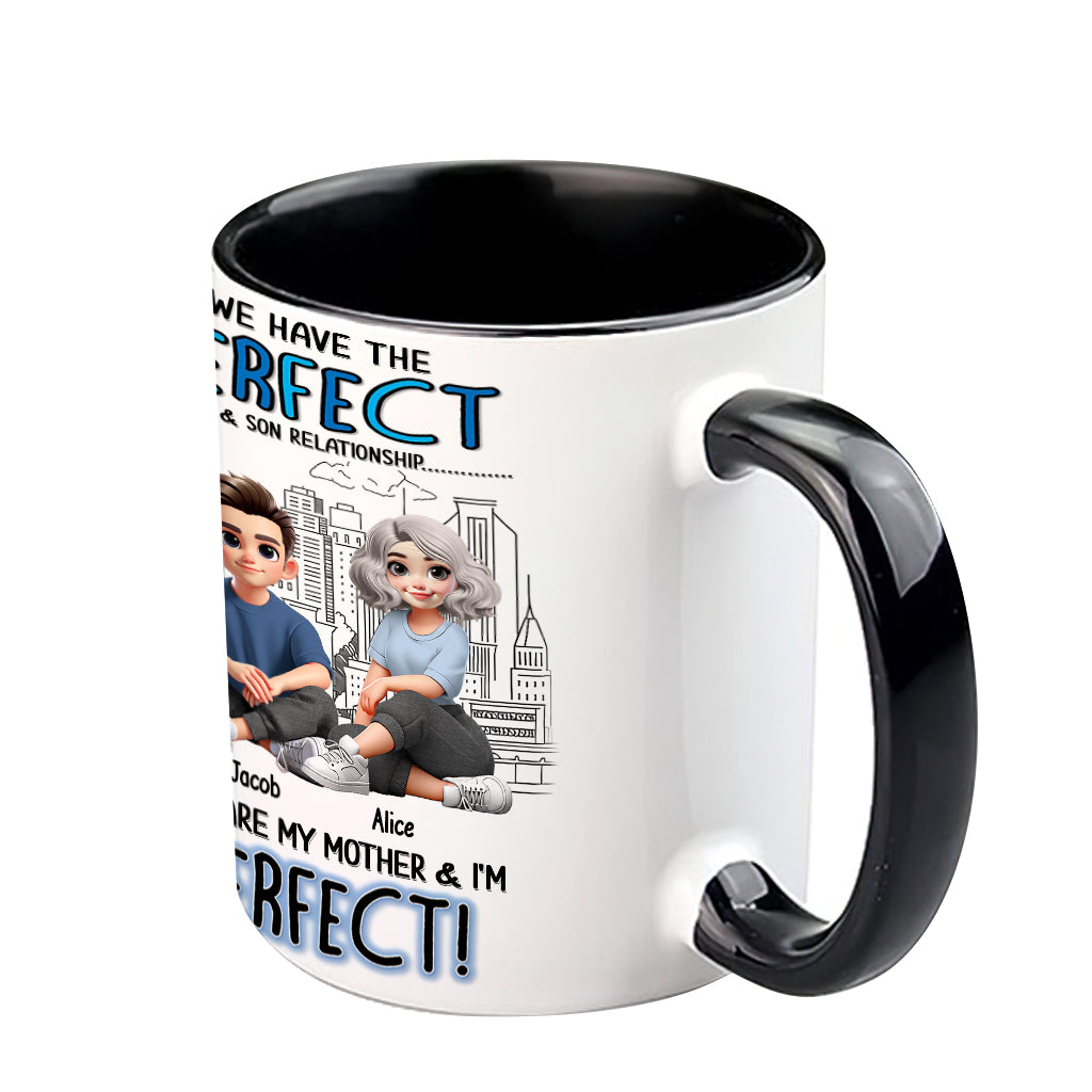 Mother-Son/ Daughter Relationship - Personalized Mother Accent Mug