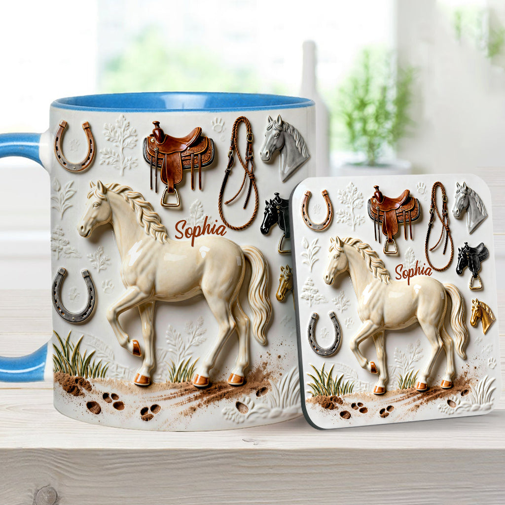Mug et sous-verre personnalisés avec motif cheval Strong Horse