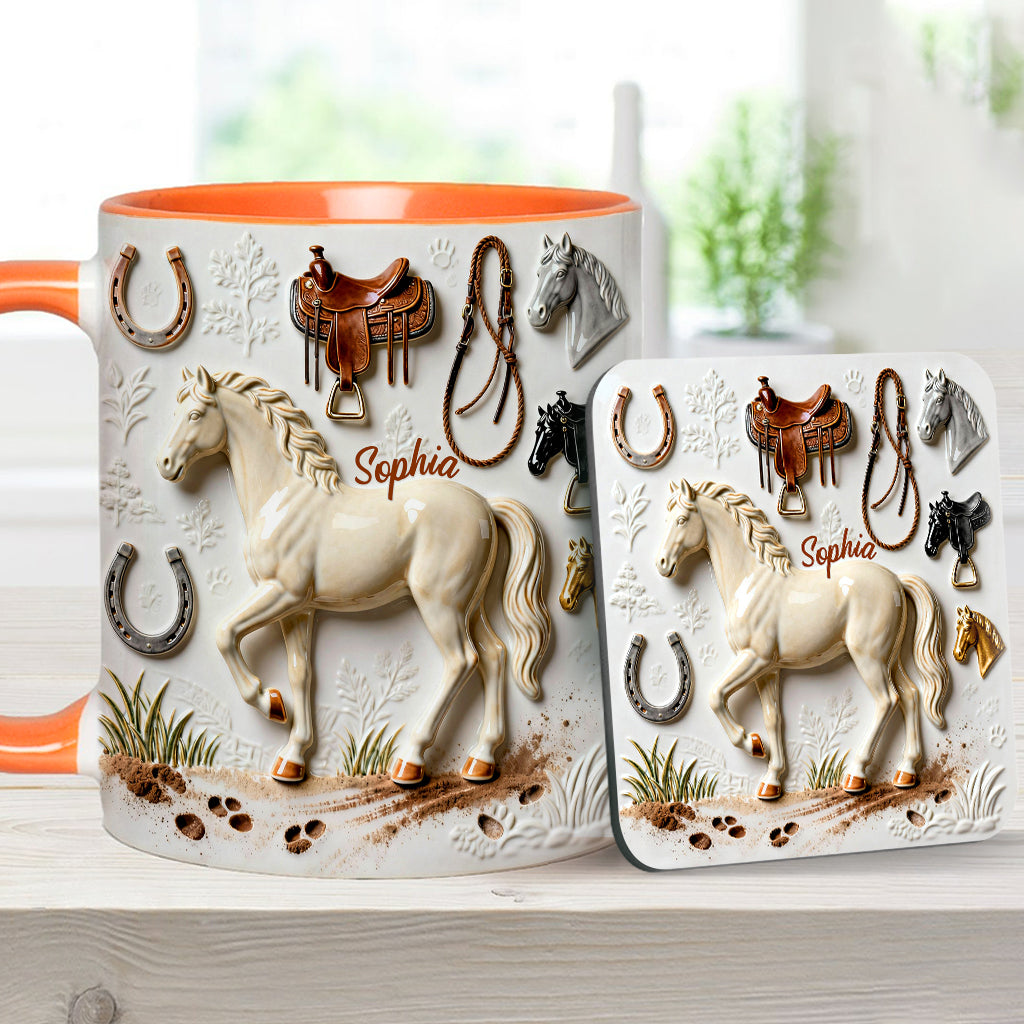 Mug et sous-verre personnalisés avec motif cheval Strong Horse