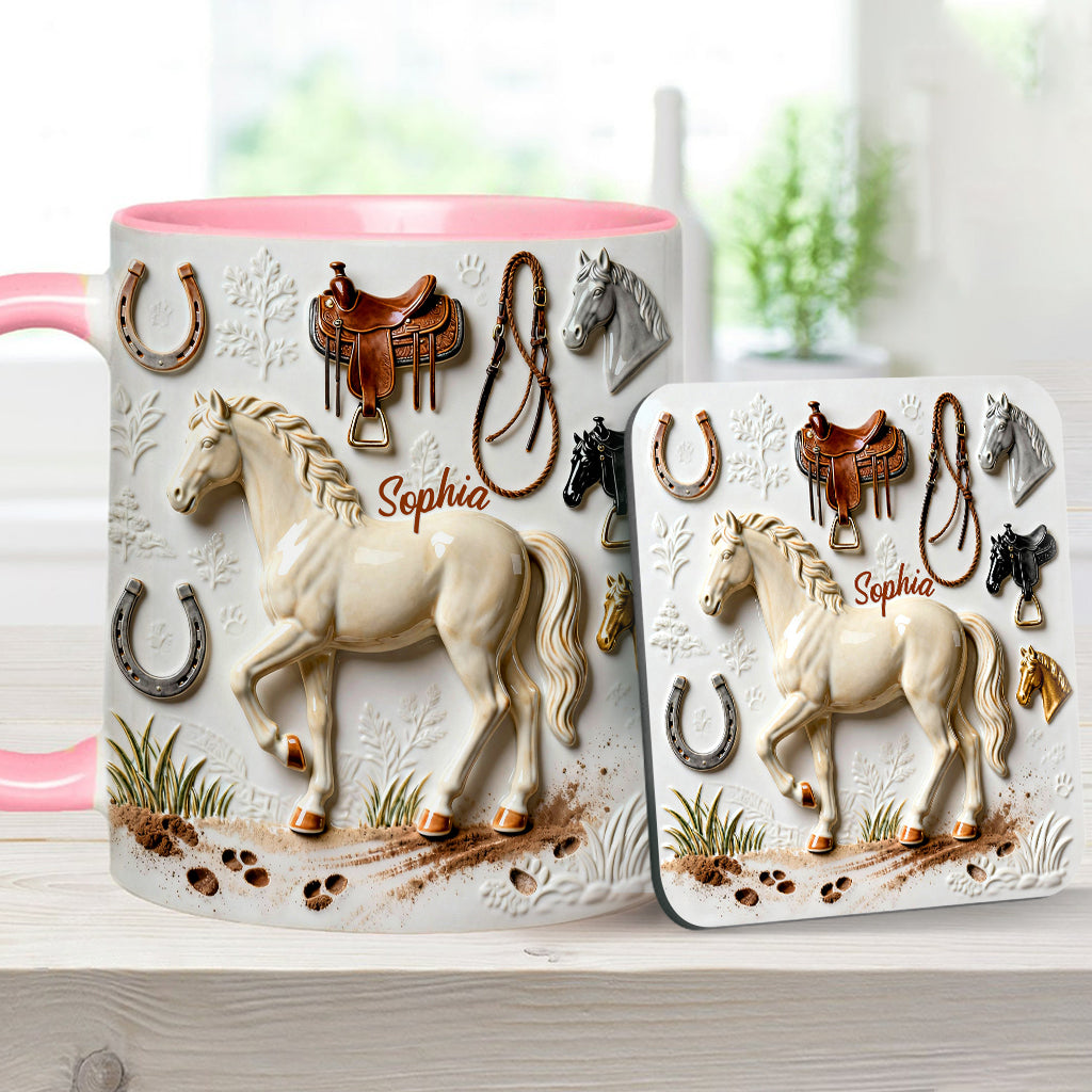 Mug et sous-verre personnalisés avec motif cheval Strong Horse