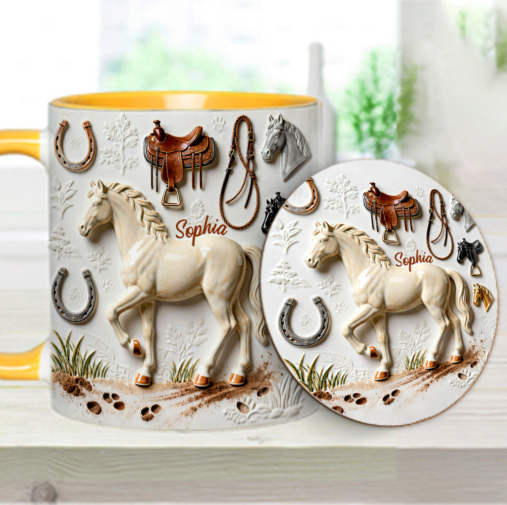 Mug et sous-verre personnalisés avec motif cheval Strong Horse