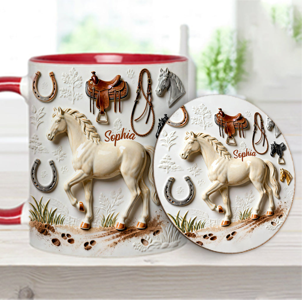 Mug et sous-verre personnalisés avec motif cheval Strong Horse