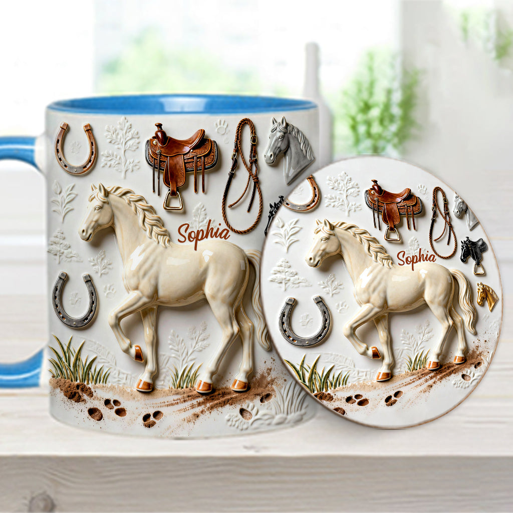 Mug et sous-verre personnalisés avec motif cheval Strong Horse