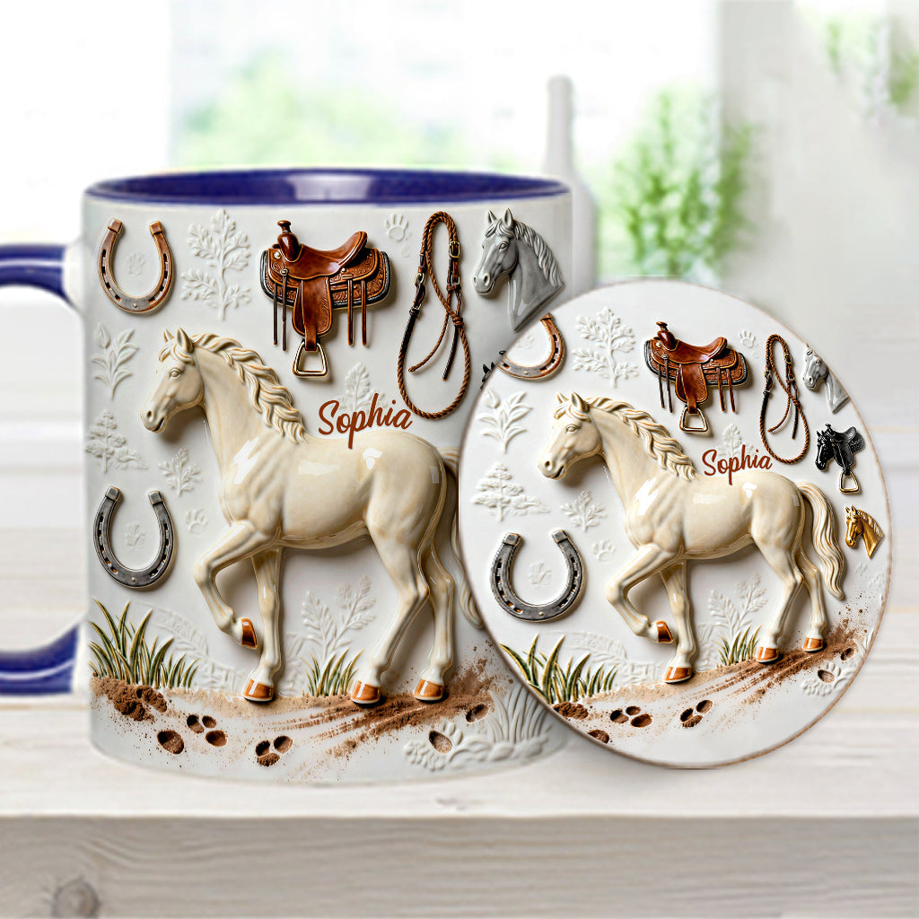 Mug et sous-verre personnalisés avec motif cheval Strong Horse