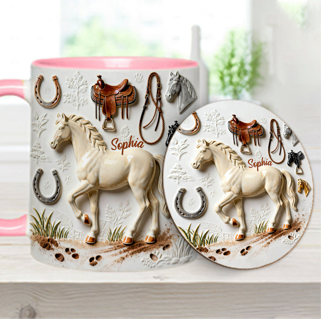 Mug et sous-verre personnalisés avec motif cheval Strong Horse