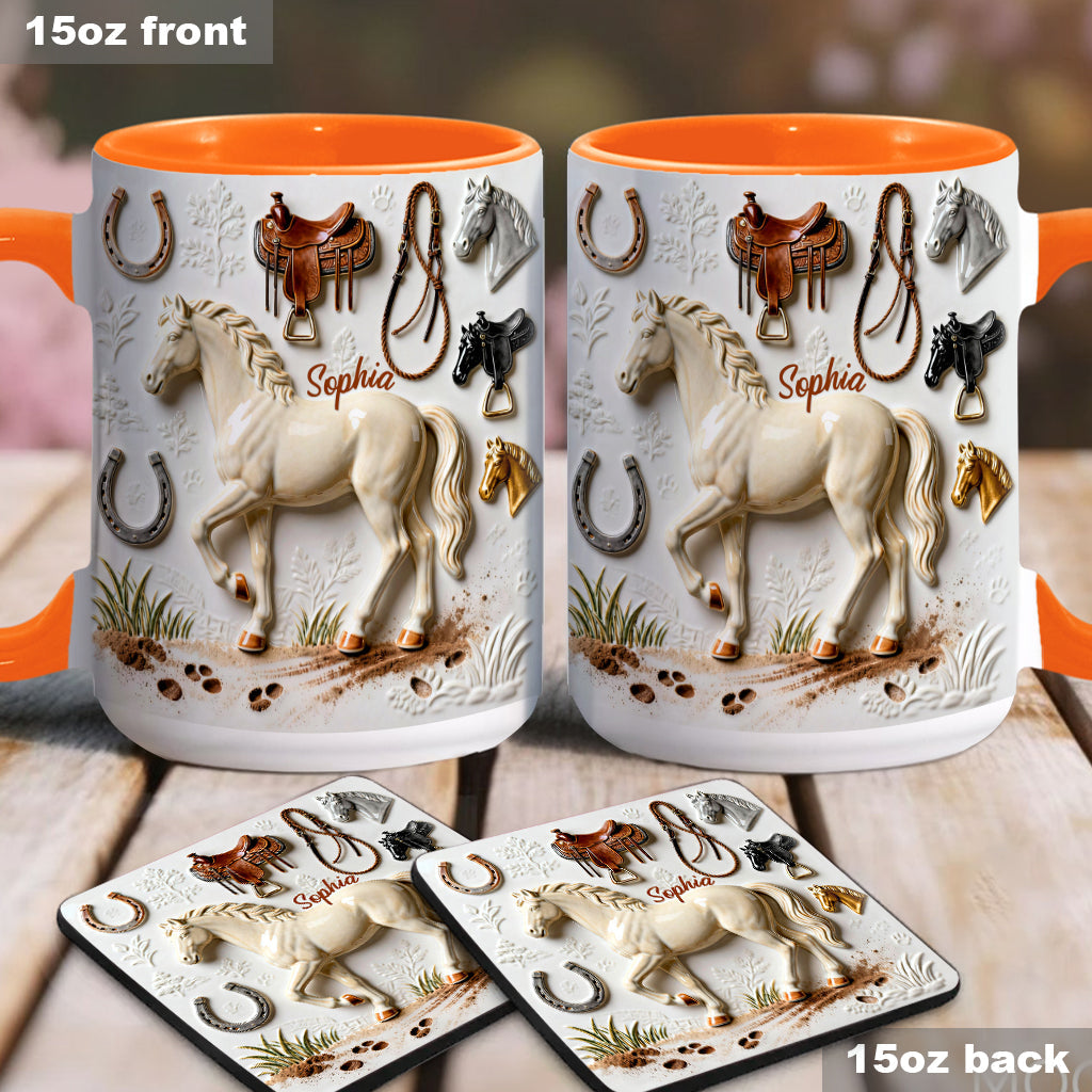 Mug et sous-verre personnalisés avec motif cheval Strong Horse