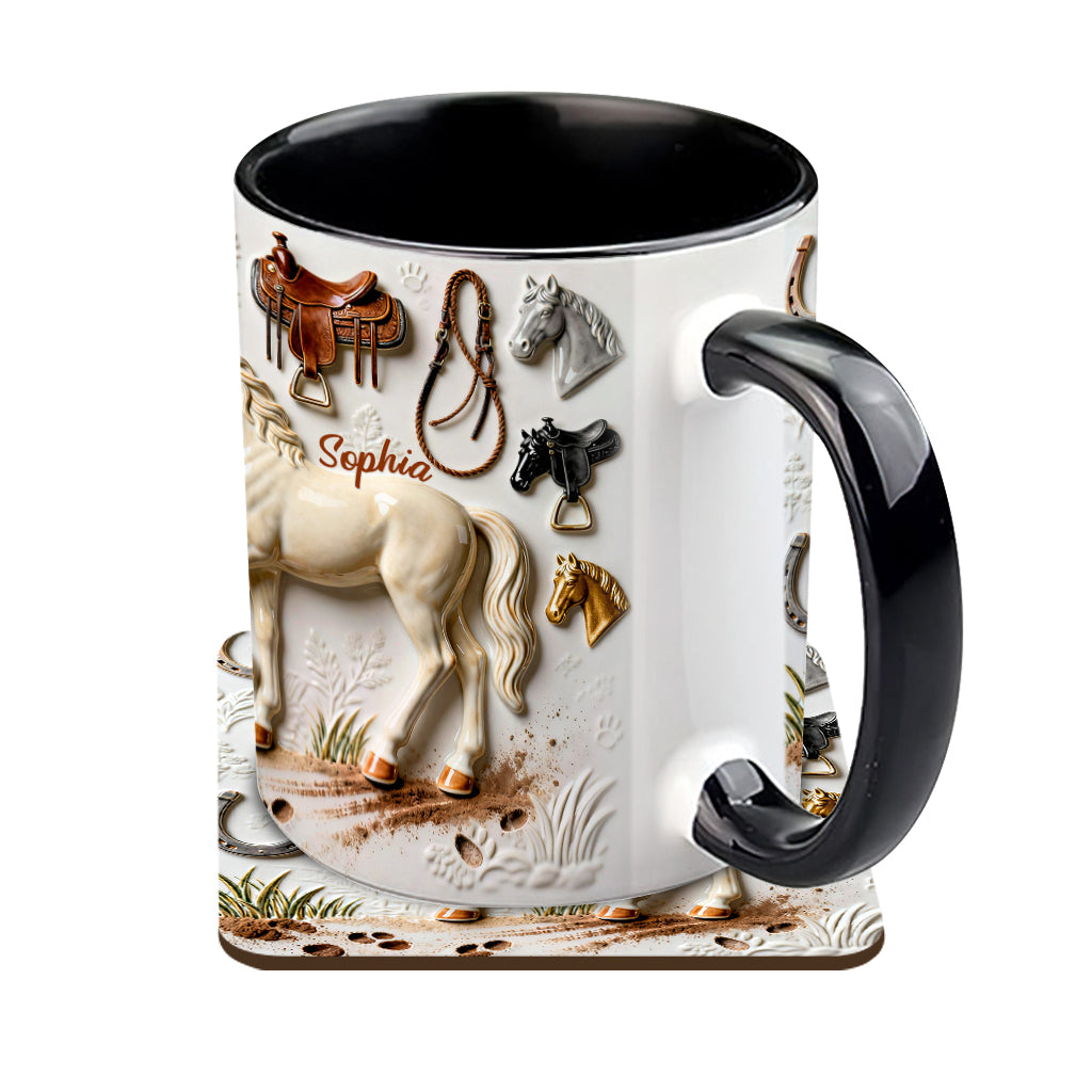 Mug et sous-verre personnalisés avec motif cheval Strong Horse