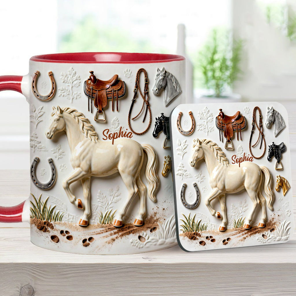 Mug et sous-verre personnalisés avec motif cheval Strong Horse