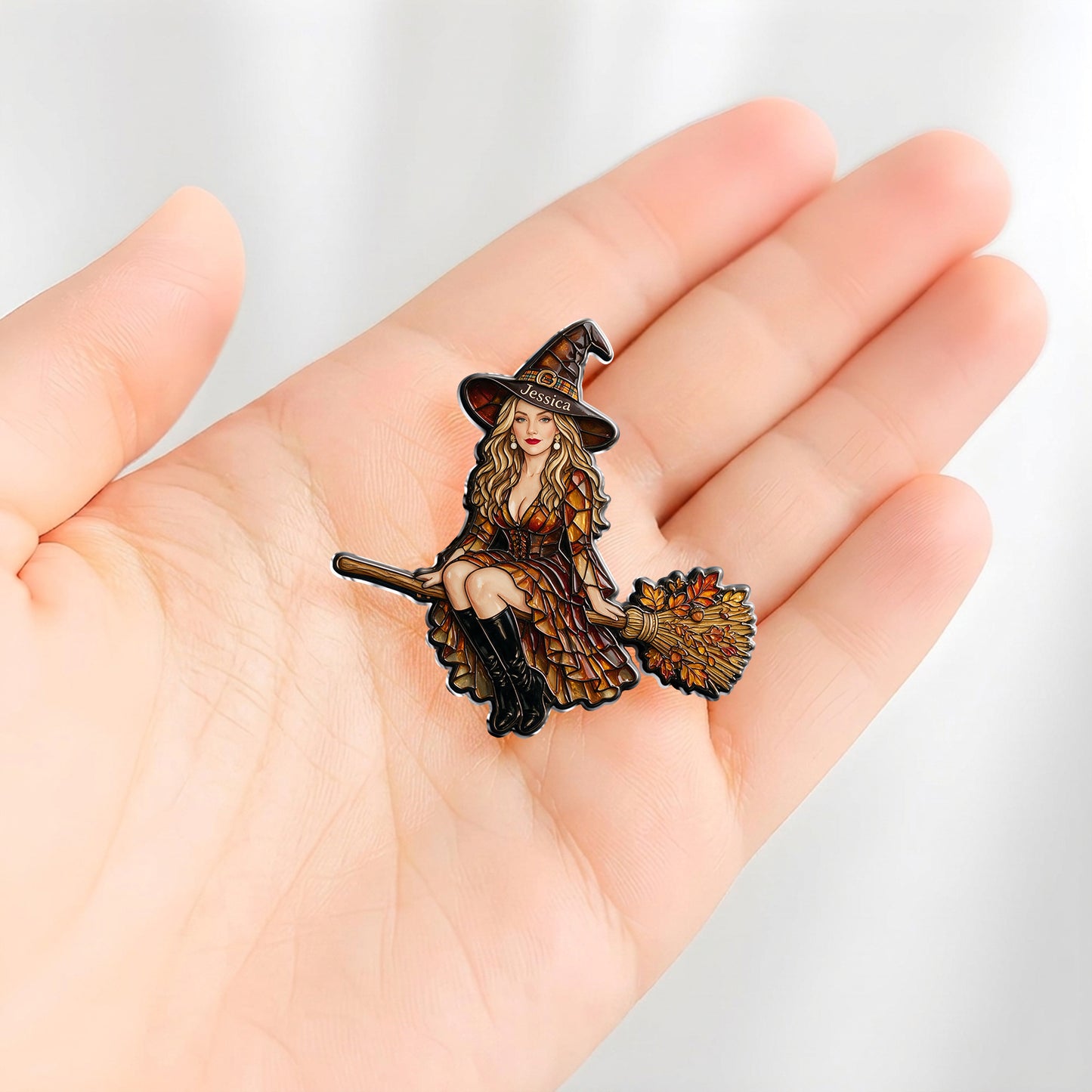 Halloween Vibes - Personalized Witch 3D Embossed Enamel Pin
