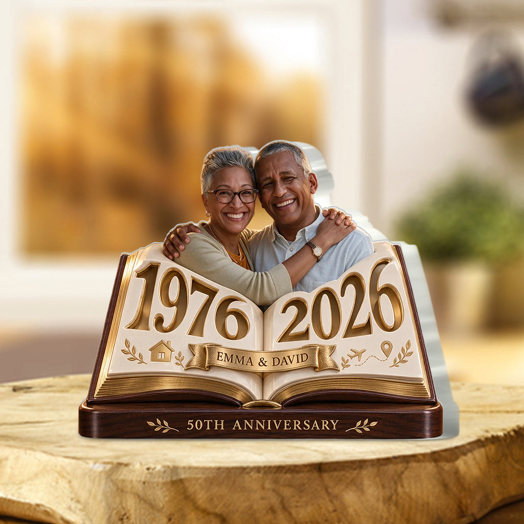 Cadeau Couple Personnalisé, Figurine Romantique d'Anniversaire pour Mari Femme avec Noms et Date, Cadeau Petit Ami Petite Amie - Plaque Acrylique Personnalisée