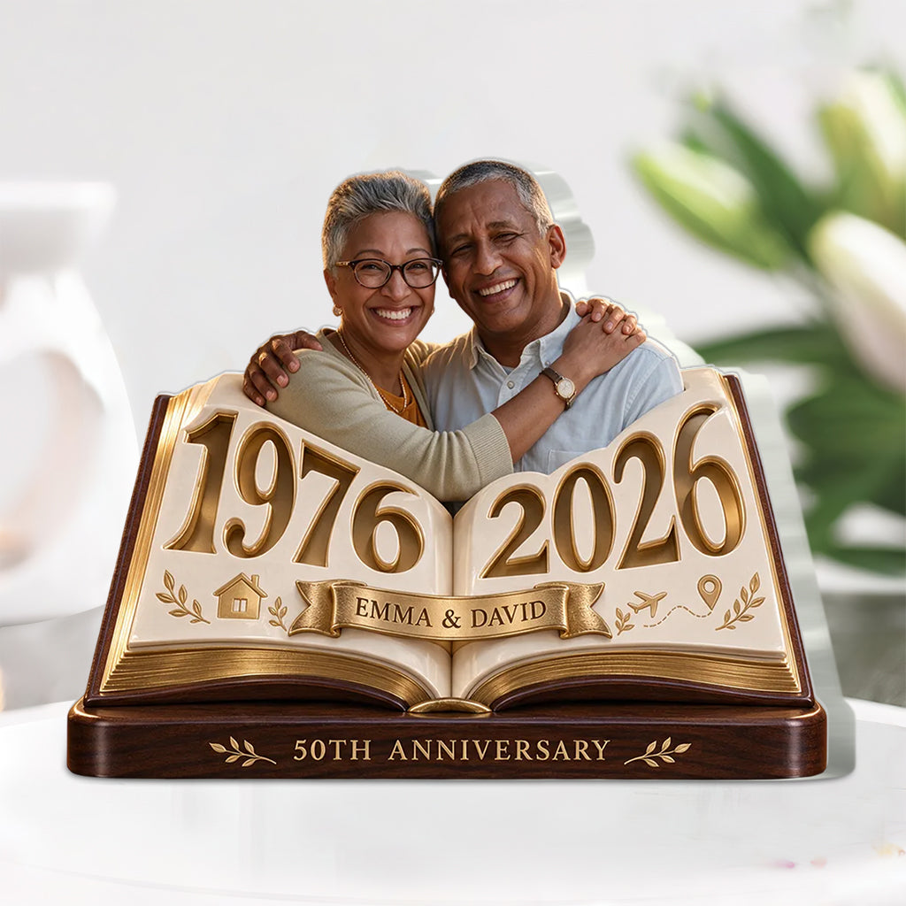 Cadeau Couple Personnalisé, Figurine Romantique d'Anniversaire pour Mari Femme avec Noms et Date, Cadeau Petit Ami Petite Amie - Plaque Acrylique Personnalisée