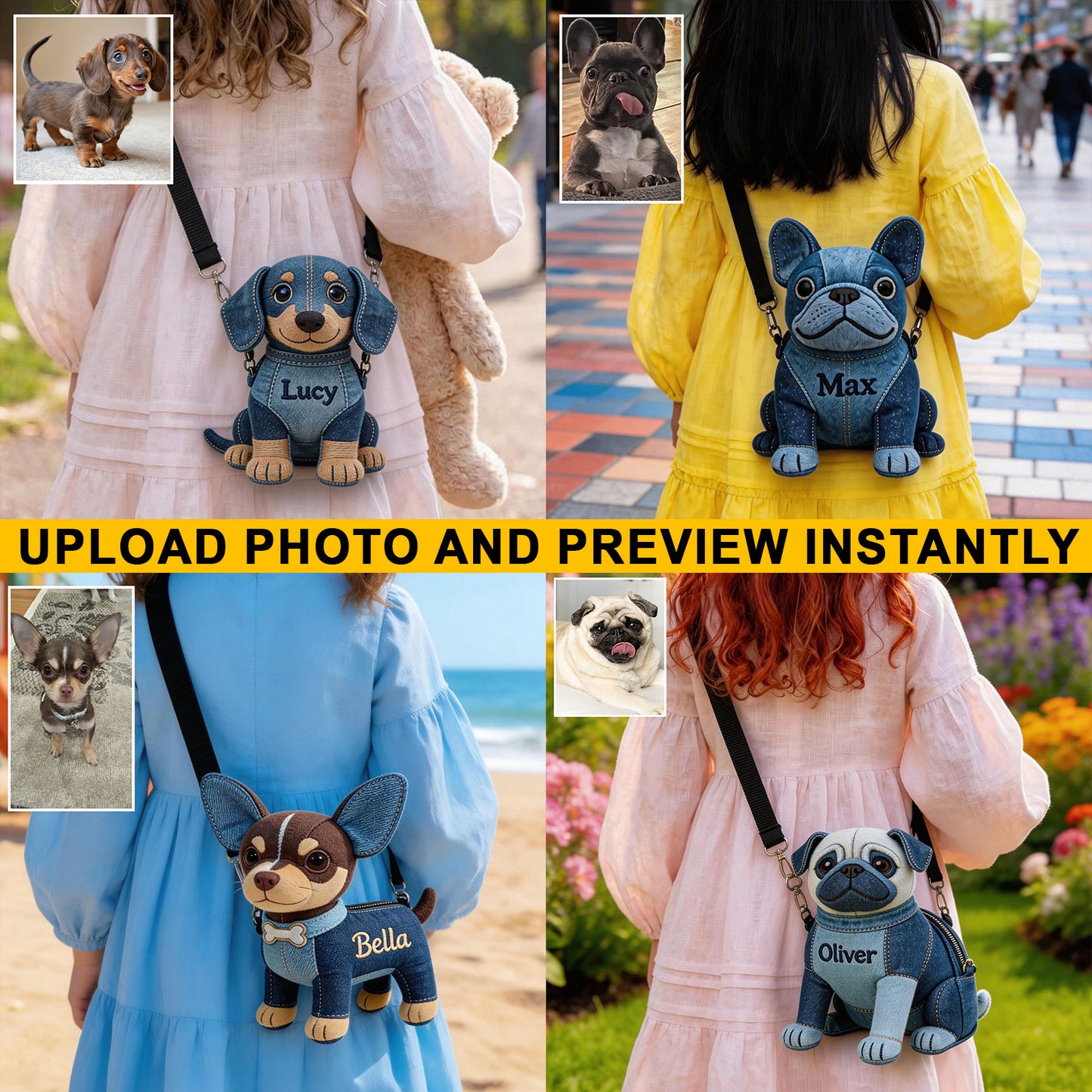 Custom Any Photo - Personalized Dog Plush Crossbag
