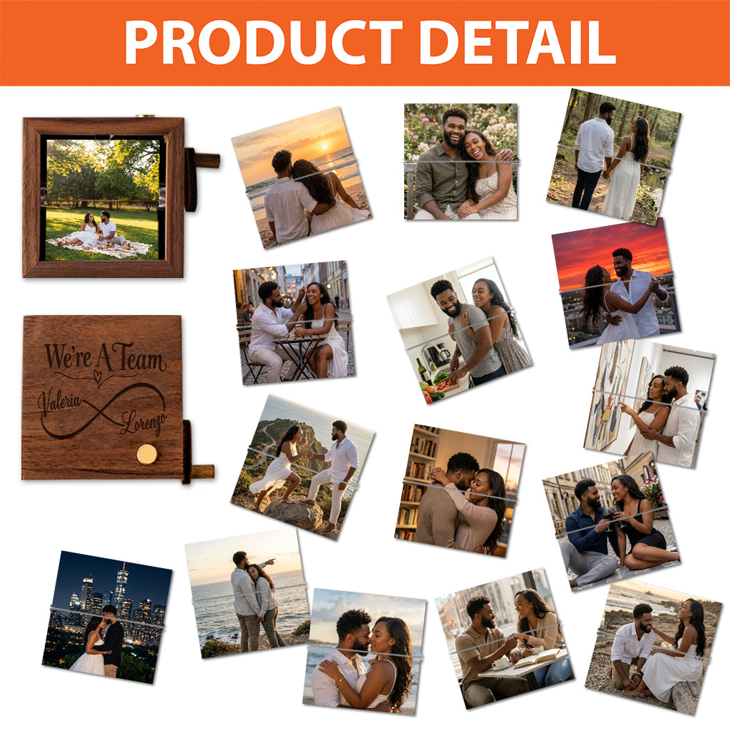 Couple Photo Keepsake Box - Personalized Couple Engraved Flipbook Animation Box