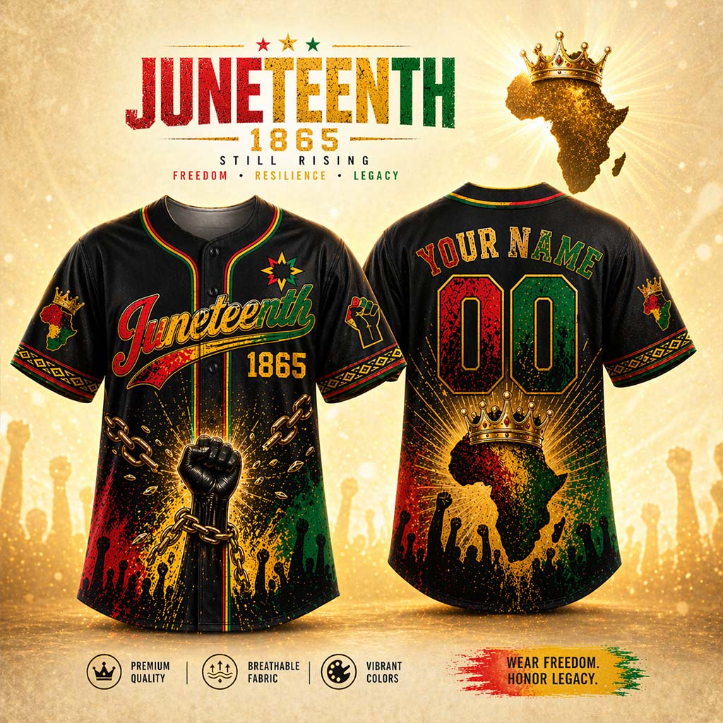 Fierté Noire de Juneteenth - Maillot de Baseball Africain Personnalisé