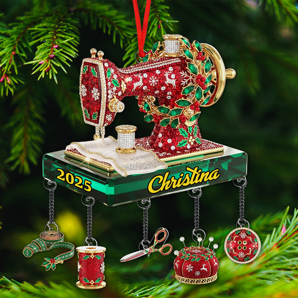 Passionnée de couture - Ornement de couture personnalisé avec breloque