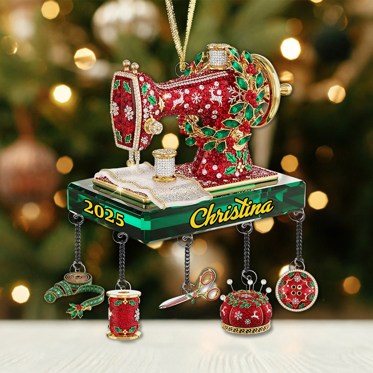 Passionnée de couture - Ornement de couture personnalisé avec breloque