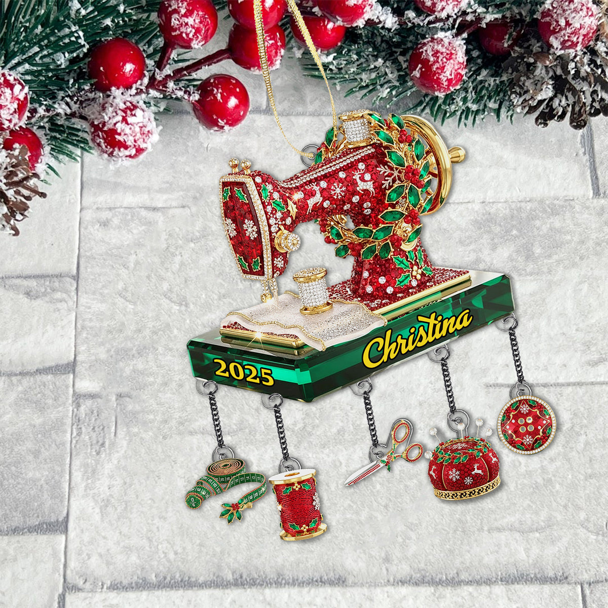 Passionnée de couture - Ornement de couture personnalisé avec breloque