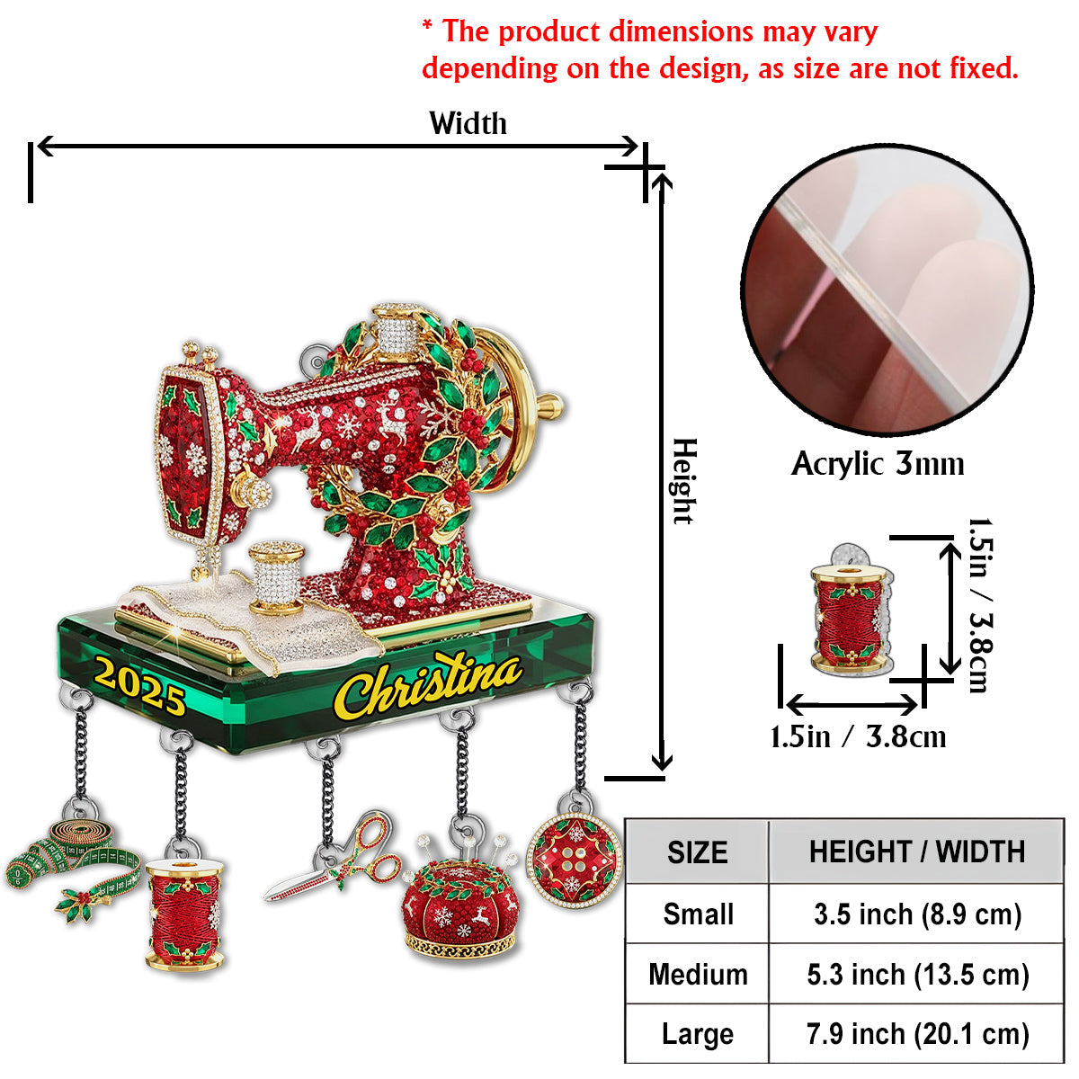 Passionnée de couture - Ornement de couture personnalisé avec breloque