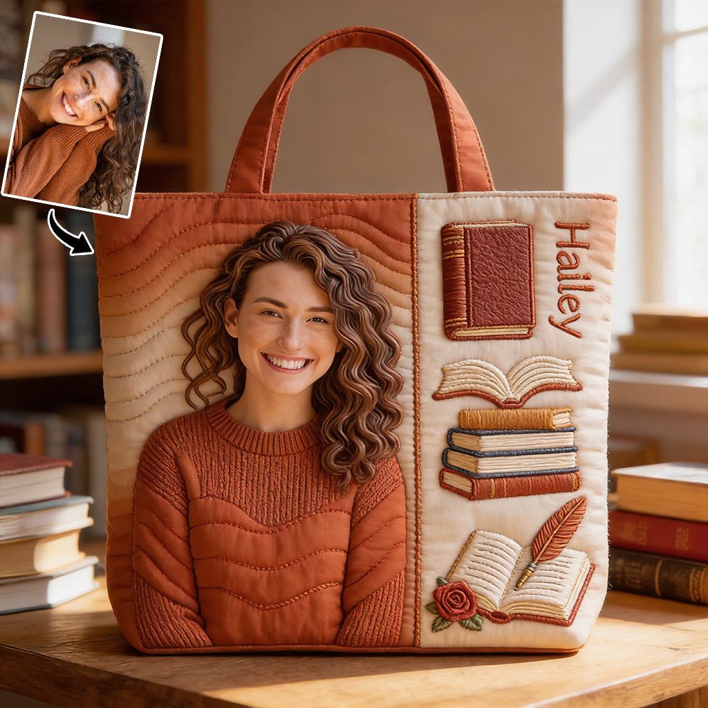 Custom Any Photo Love Books - Personalized Book Quilted Tote Bag
