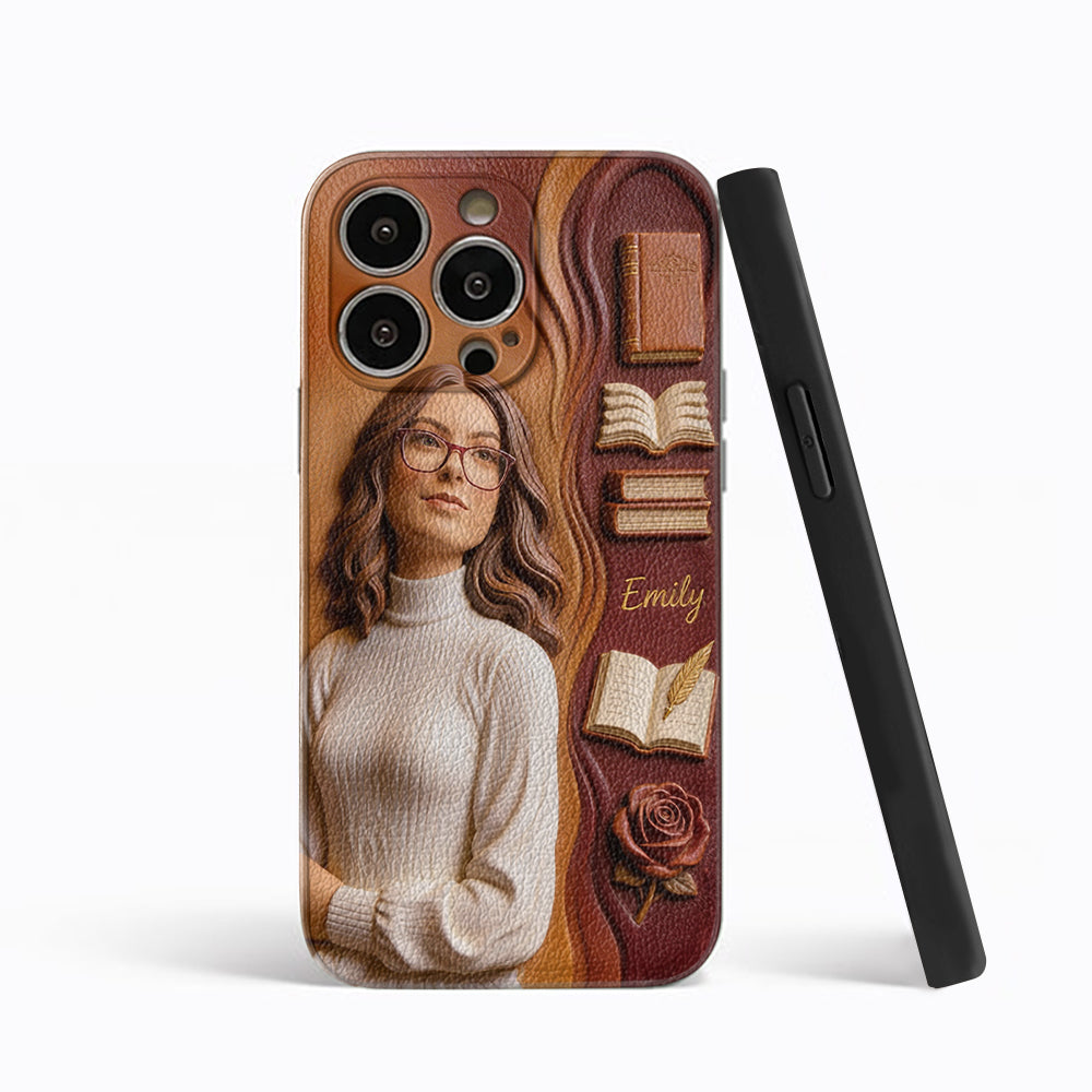 Custom Any Photo Love Books - Personalized Book 3D Embossed Leather Phone Case