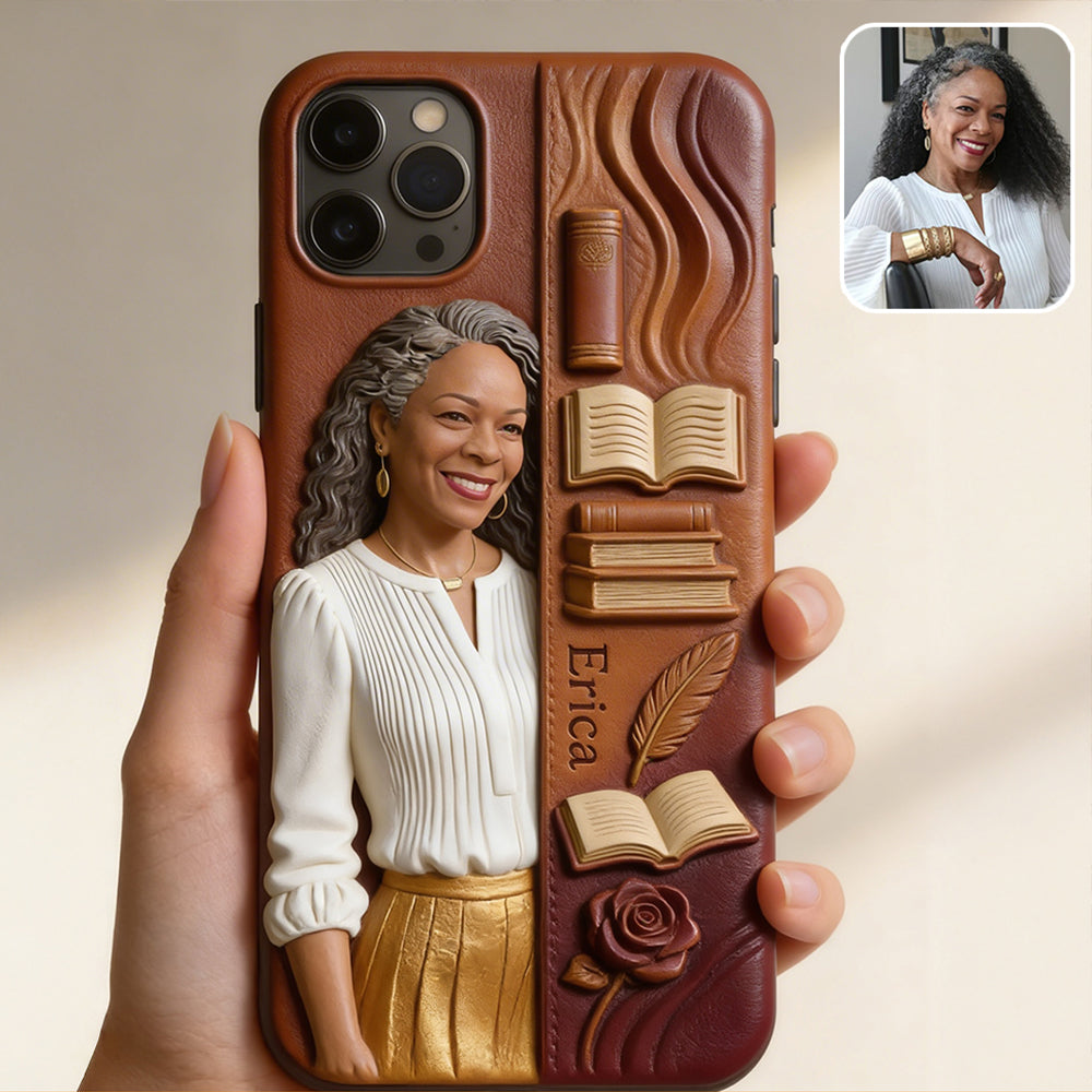 Custom Any Photo Love Books - Personalized Book 3D Embossed Leather Phone Case