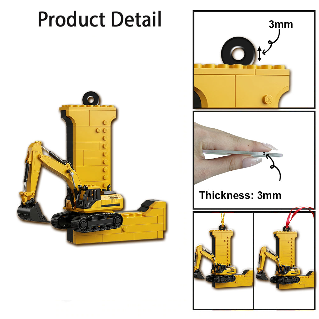 Alphabet des véhicules de chantier amusants - Ornement personnalisé pour enfant