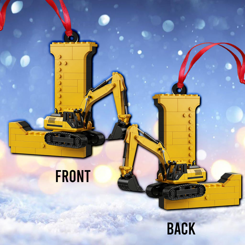 Alphabet des véhicules de chantier amusants - Ornement personnalisé pour enfant