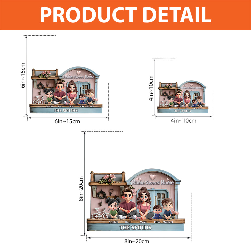Home Sweet Home - Personalized Family Custom Shaped Acrylic Plaque