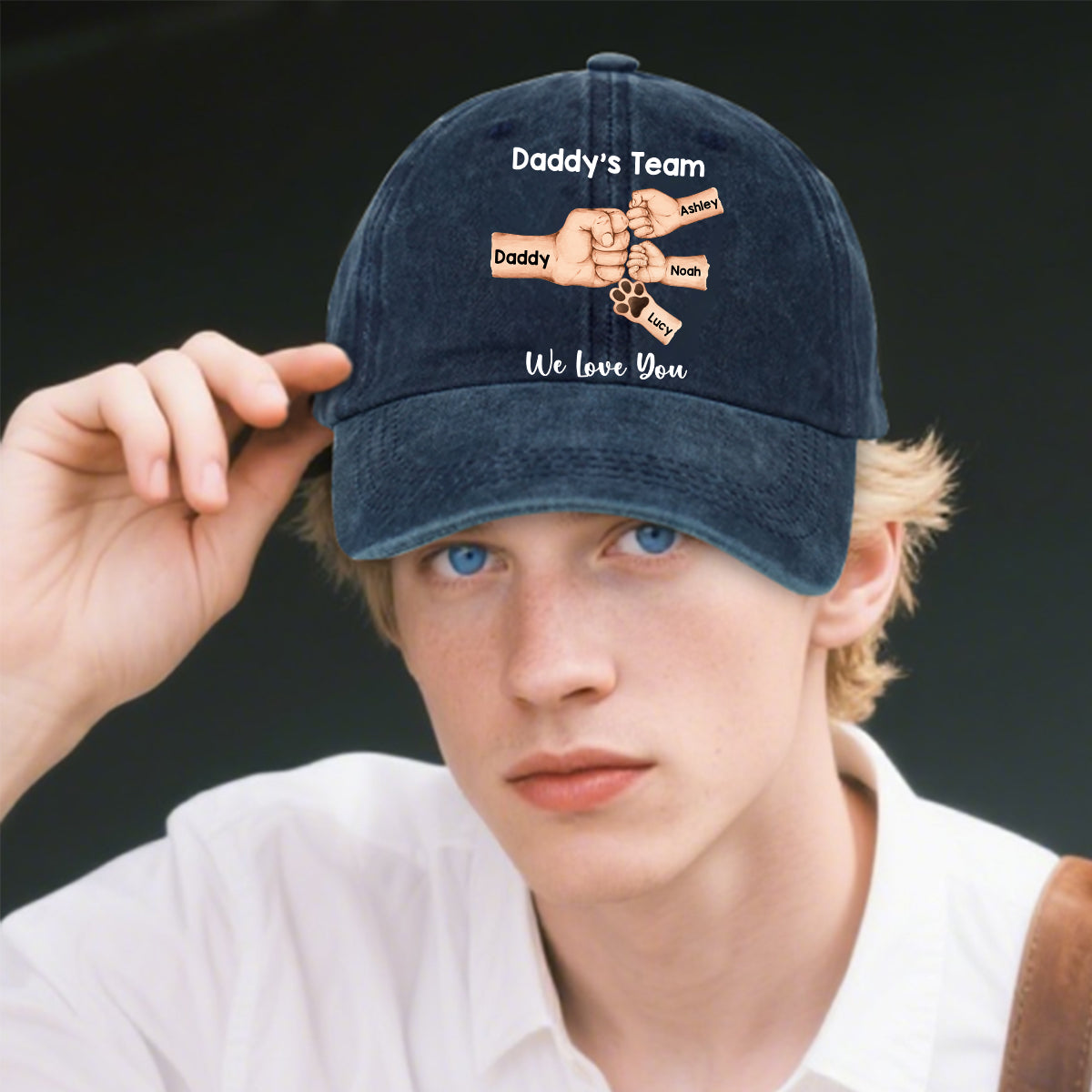 Meilleur papa du monde - Casquette en jean délavée personnalisée