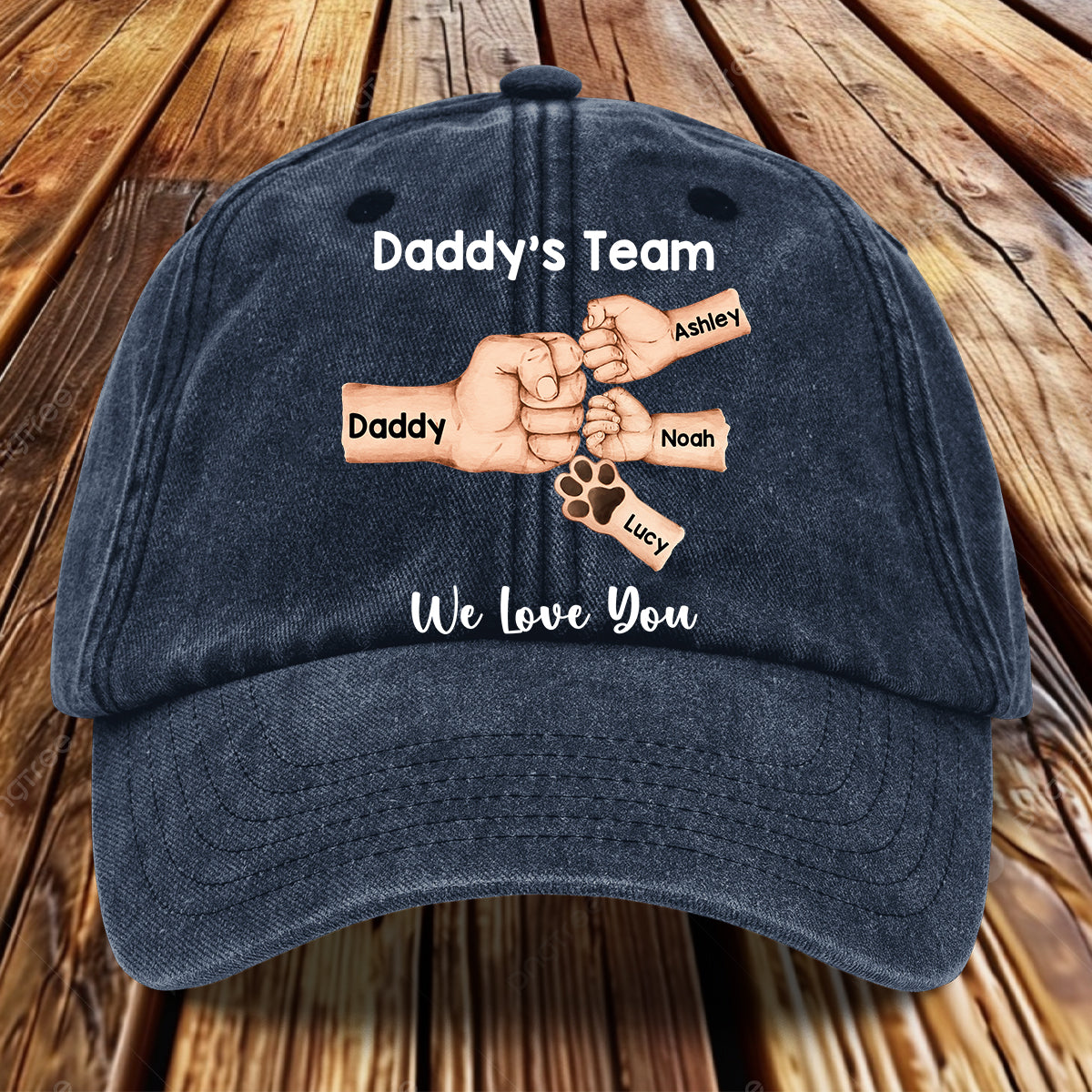Meilleur papa du monde - Casquette en jean délavée personnalisée