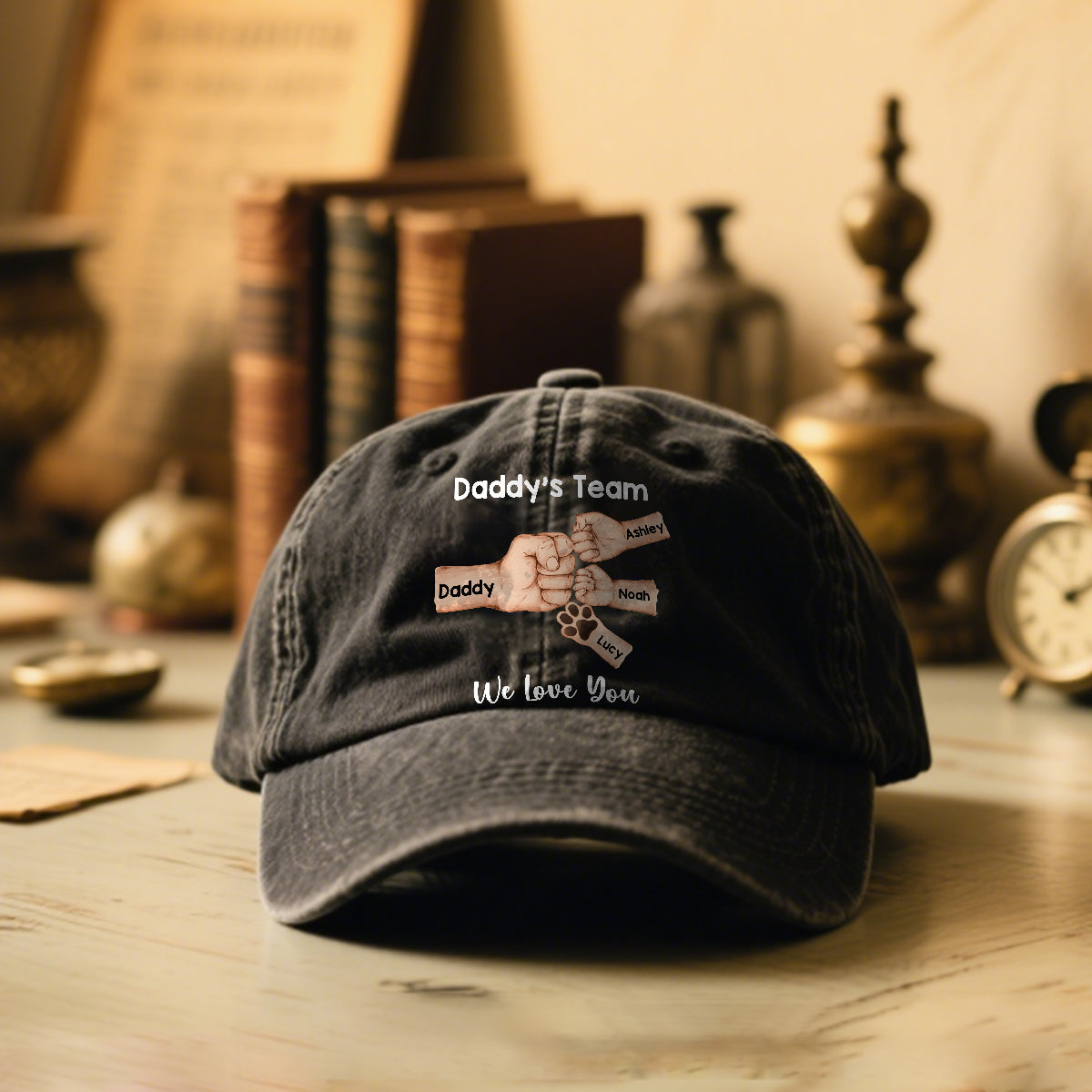 Meilleur papa du monde - Casquette en jean délavée personnalisée