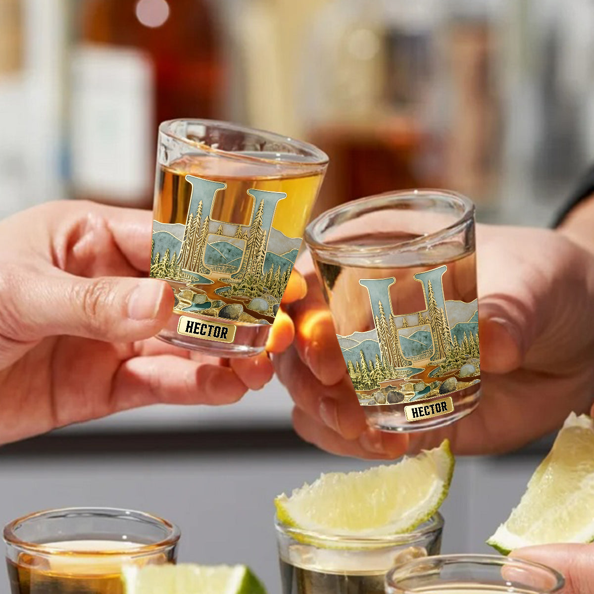 Initial Custom Glass For Whiskey/ Bourbon/ Tequila... Lovers - Personalized Whisky Shot Glasses Set