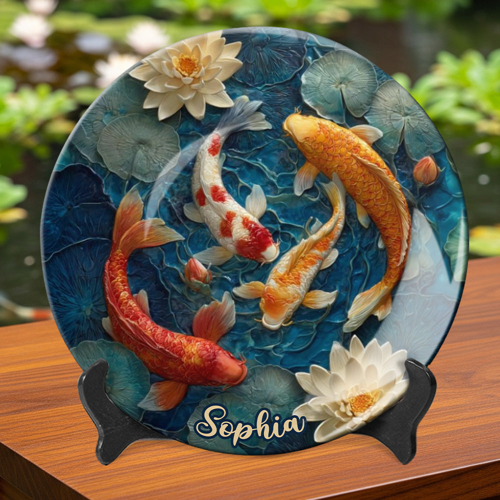 Beautiful Fish - Personalized Koi Fish Ceramic Round Plate