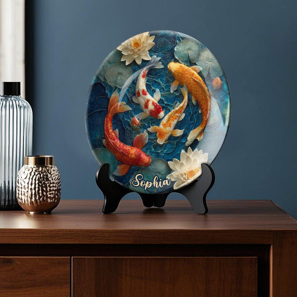 Beautiful Fish - Personalized Koi Fish Ceramic Round Plate